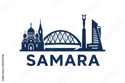 City skyline with iconic buildings and landmarks, Samara