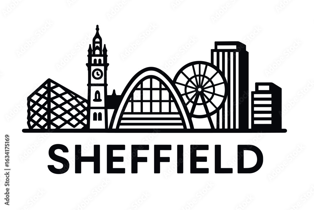 Obraz premium City skyline with iconic buildings and landmarks, Sheffield