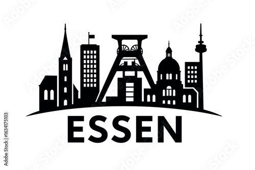 City skyline with iconic buildings and landmarks, Essen