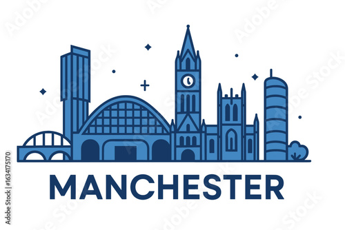 Wallpaper Mural City skyline with iconic buildings and landmarks, Manchester Torontodigital.ca