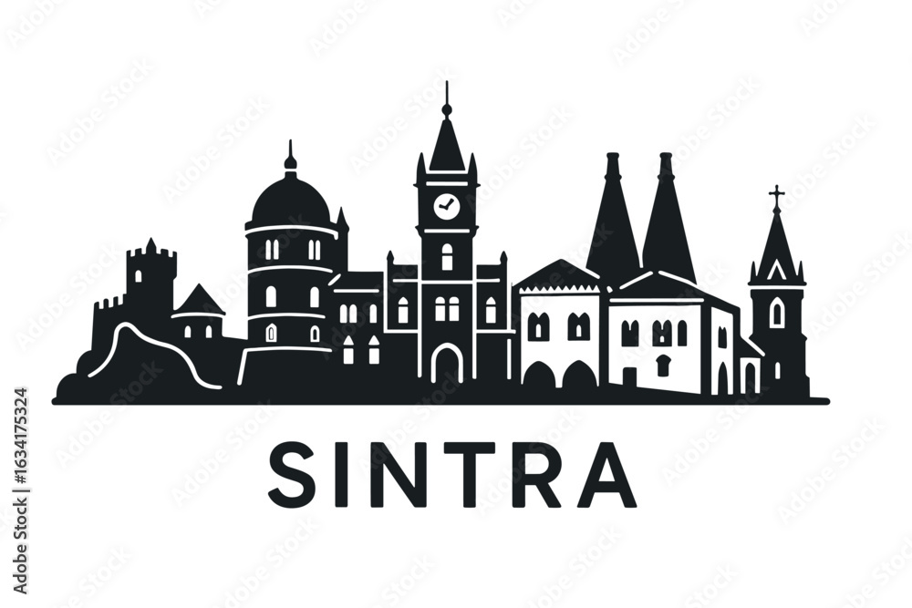 Obraz premium City skyline with iconic buildings and landmarks, Sintra