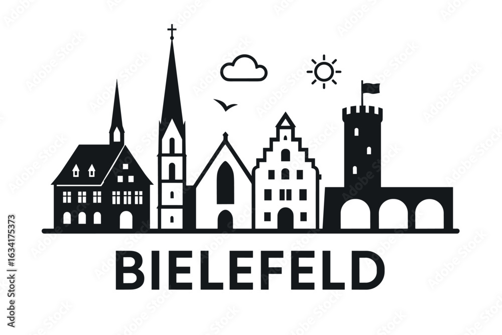 Obraz premium City skyline with iconic buildings and landmarks, Bielefeld