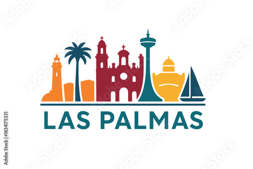 City skyline with iconic buildings and landmarks, Las Palmas
