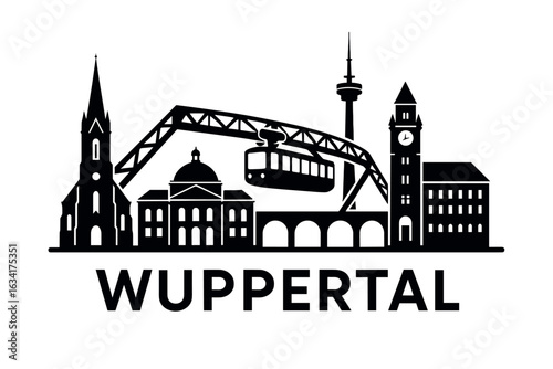 City skyline with iconic buildings and landmarks, Wuppertal