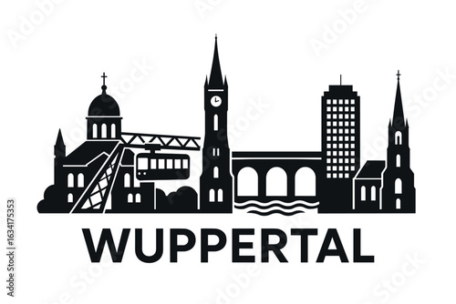 City skyline with iconic buildings and landmarks, Wuppertal