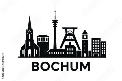City skyline with iconic buildings and landmarks, Bochum