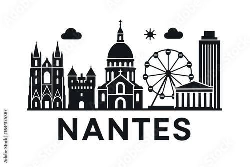 City skyline with iconic buildings and landmarks, Nantes