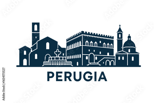 City skyline with iconic buildings and landmarks, Perugia