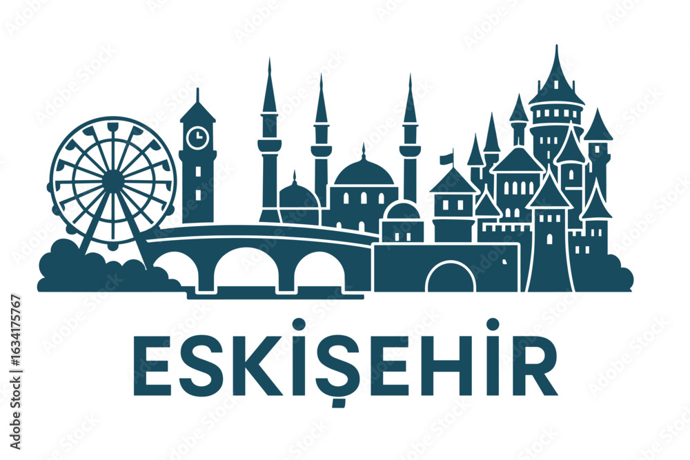 Fototapeta premium City skyline with iconic buildings and landmarks, Eskişehir