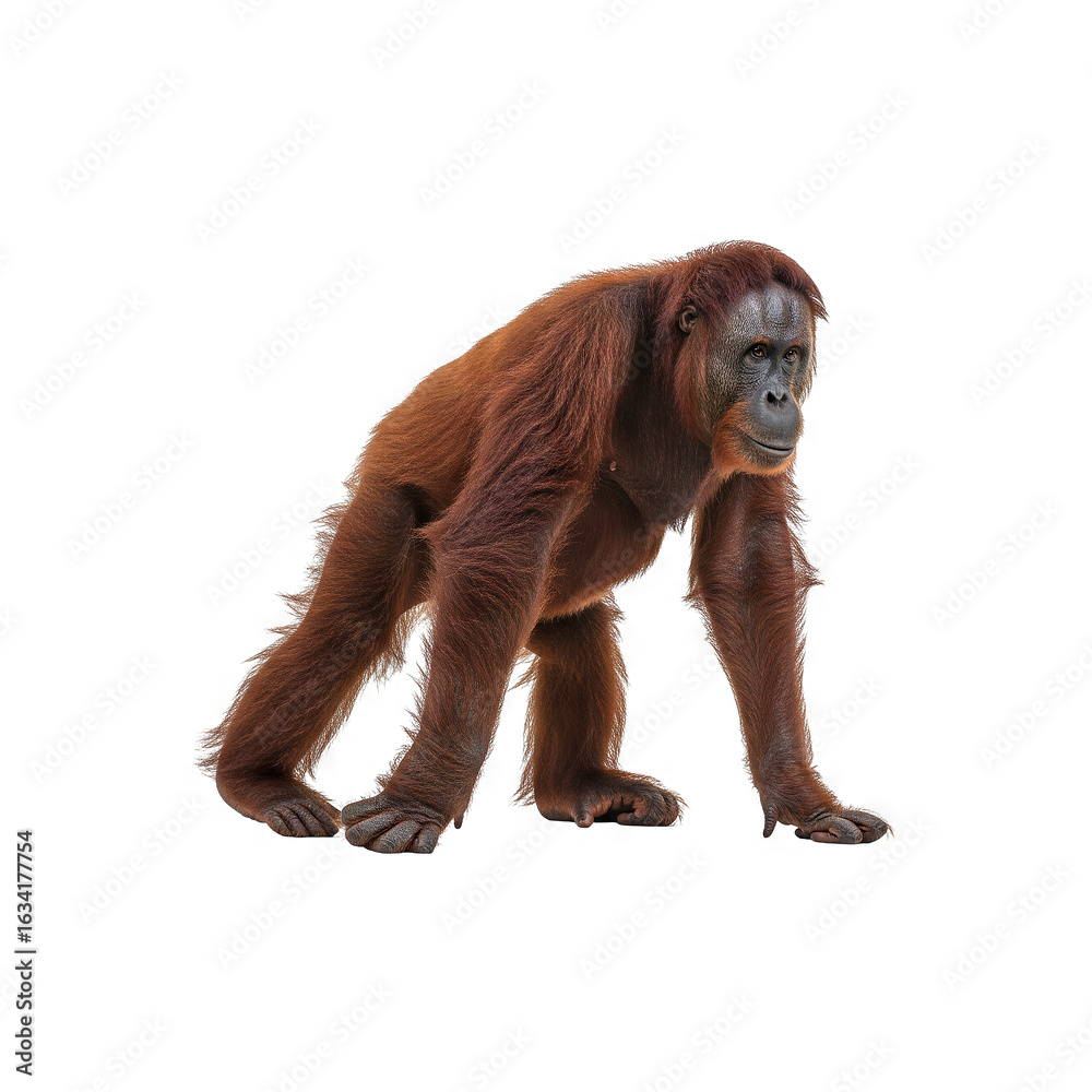 Fototapeta premium Orangutans walk standing up generative AI