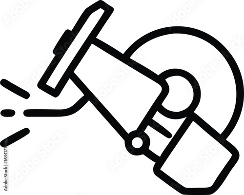 Angle grinder tool cutting metal sparks isolated on transparent background
