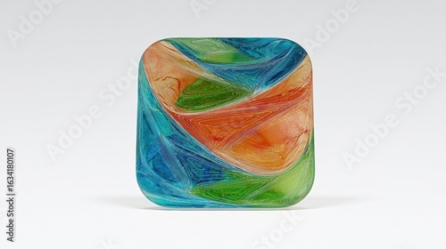 Single abstract layered creative app icon on light background, square with rounded corners