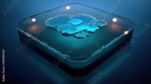 3d glass app icon visualizing chaotic memory archives on dark background