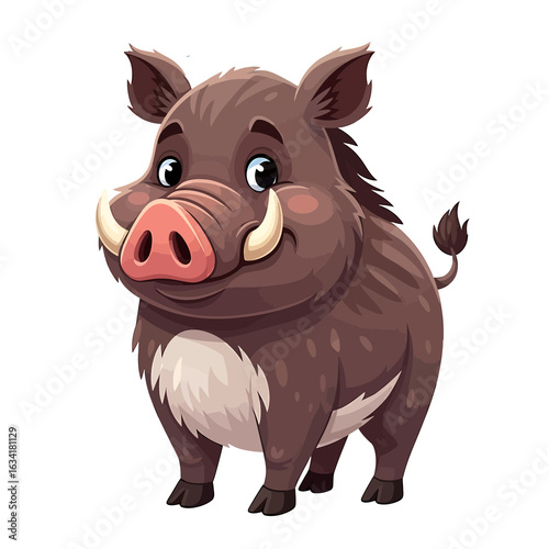 Friendly Wild Boar Cartoon Character