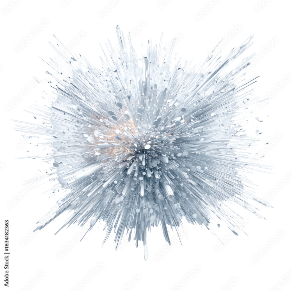 Obraz premium Abstract explosion with white splashes and dynamic lines creating a vibrant burst of energy, suitable for backgrounds, effects, or artistic designs