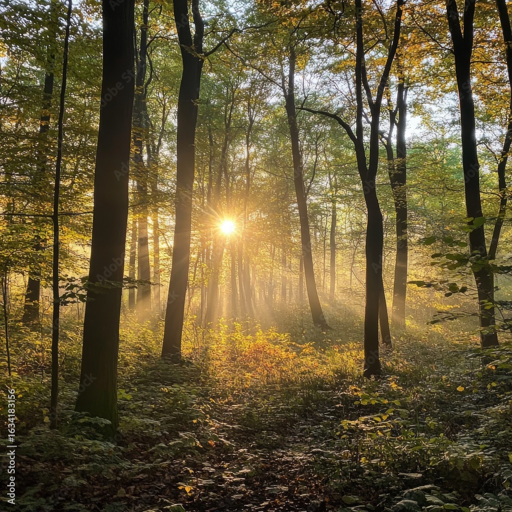 Obraz premium Sunny morning in the forest