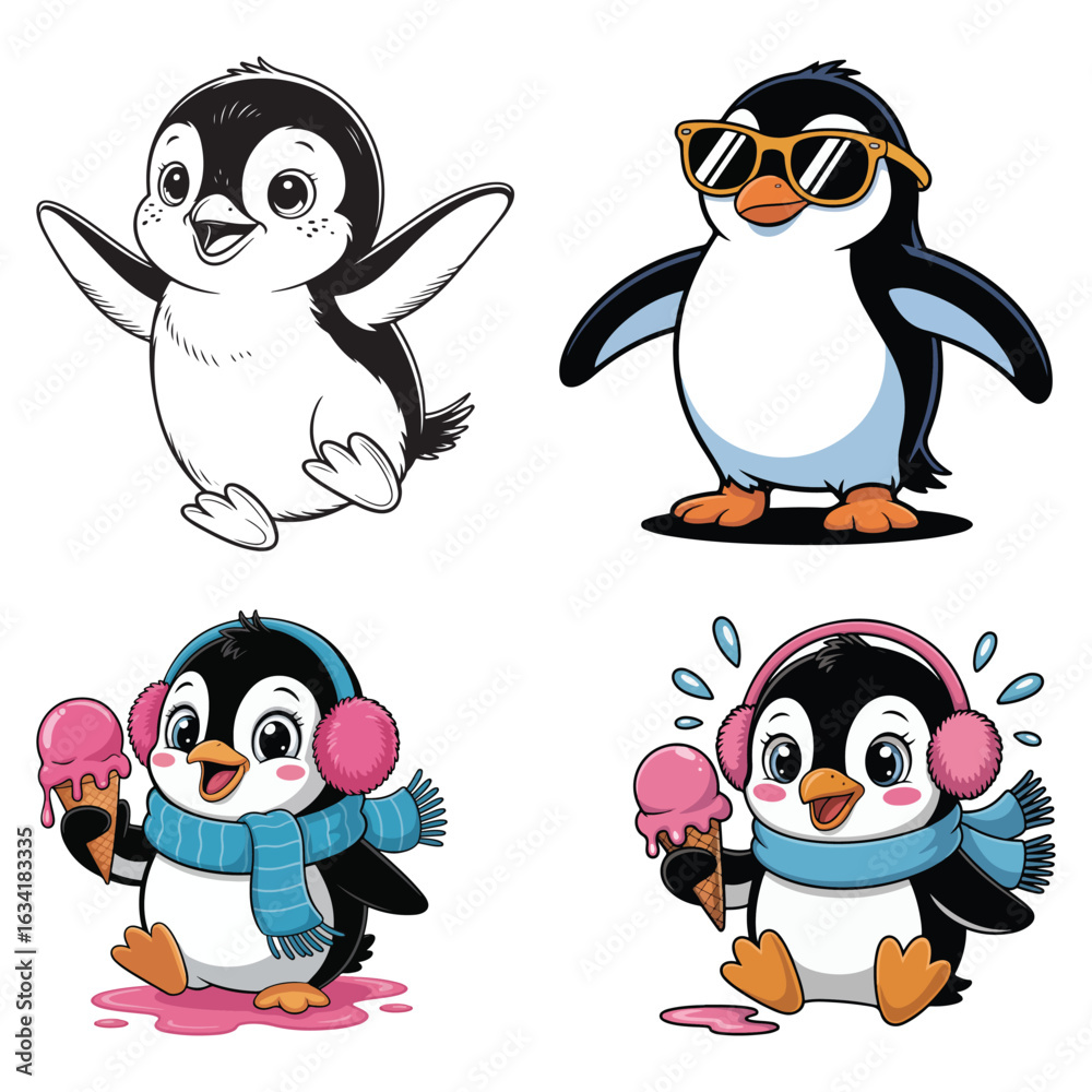 Fototapeta premium A funny cartoon Penguin vector illustration