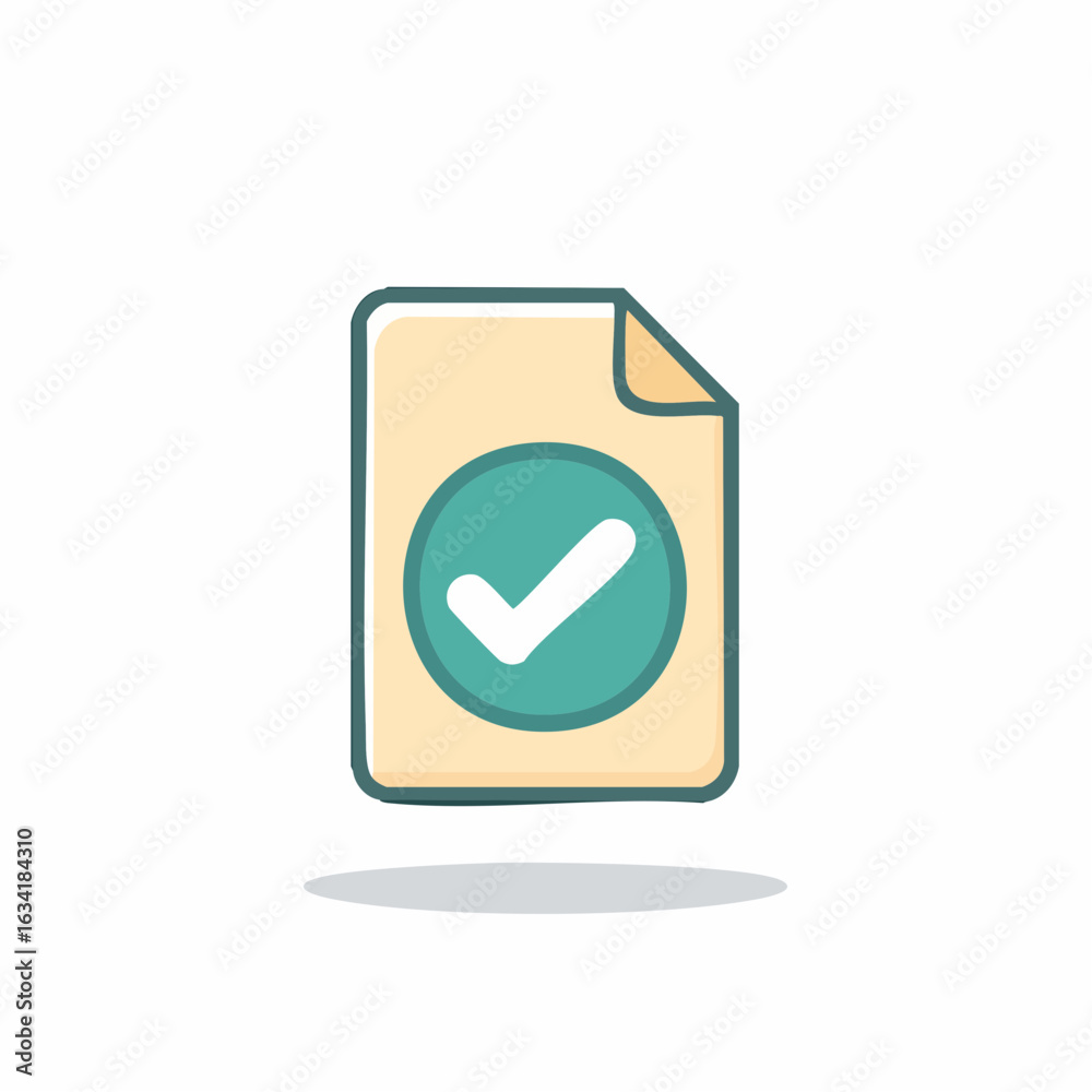 Checkmark icon on a document with a folded corner, representing approval or confirmation. Checkmark icon on a document with a folded corner, representing approval or confirmation.
