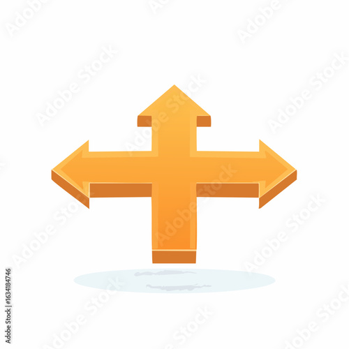 Four Direction Arrow Symbol, Indicates Move, Travel, Choice and Navigation