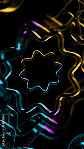 Canvastavla a black background with a lot of colorful lines