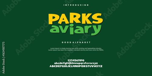 Parks Aviary Modern minimal abstract alphabet fonts. Typography technology, electronic, movie, digital, music, future, logo creative font. vector illustration