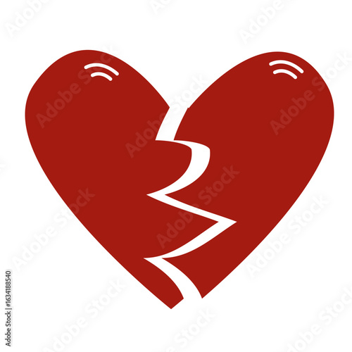 Broken heart. Simple flat vector illustration.