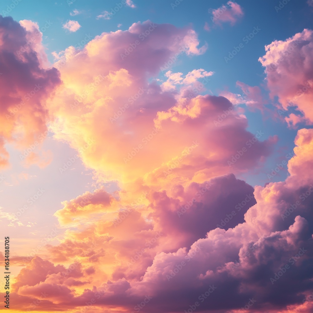Sunset sky in the morning with sunrise and soft pink clouds with yellow tones, happy,day, back ground Sunset sky in the morning with sunrise and soft pink clouds with yellow tones, happy,day, back ground