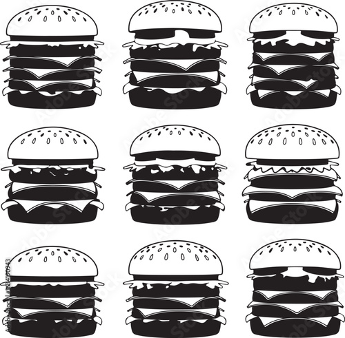 Triple cheeseburger illustration hamburger food