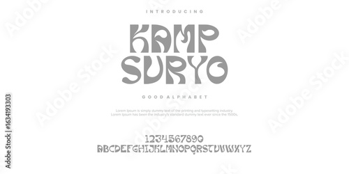 Kamp Suryo Modern minimal abstract alphabet fonts. Typography technology, electronic, movie, digital, music, future, logo creative font. vector illustration