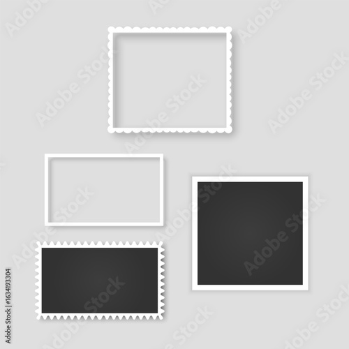 Set of four square photo frames with black space empty, Vector format