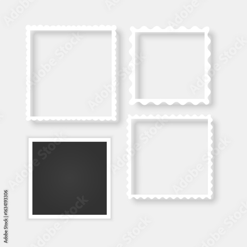 Set of four square photo frames with black space empty, Vector format