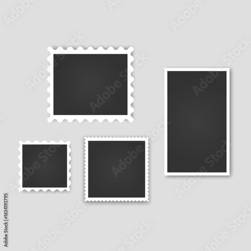Set of four square photo frames with black space empty, Vector format