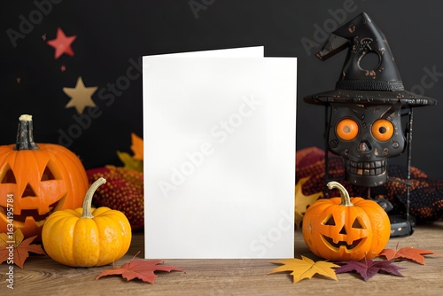 Halloween card center white background for text