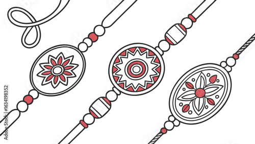 Rakhi Bracelet Vector Design – Traditional Indian Festival Line Art Illustration