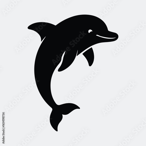 Wallpaper Mural Silhouette of a playful dolphin jumping vector illustration Torontodigital.ca