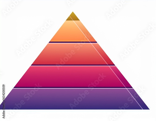 ascending pyramid chart diagram a flat pyramid diagram featuring six curved edge levels in a gradient color progression from deep purple to bright red at the top outlined with dark borders