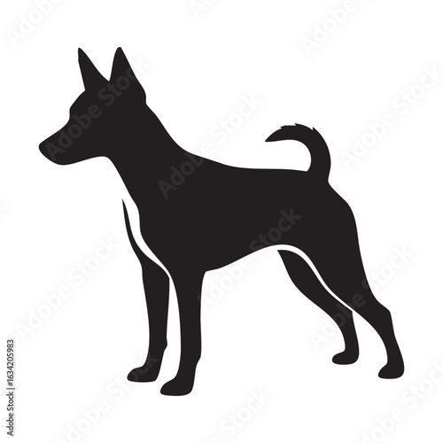 Vector art of silhouette of a basenji dog standing in profile a simple and elegant vector illustration for various creative projects