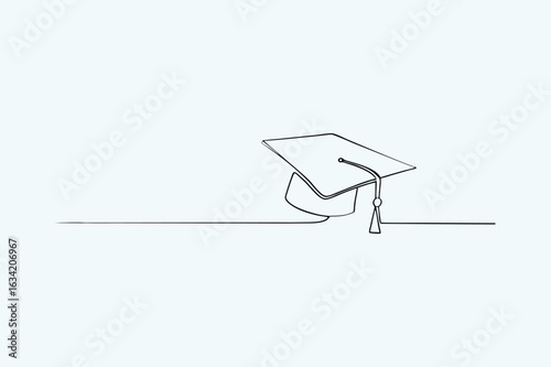 Minimal Single Line Graduation Cap Illustration