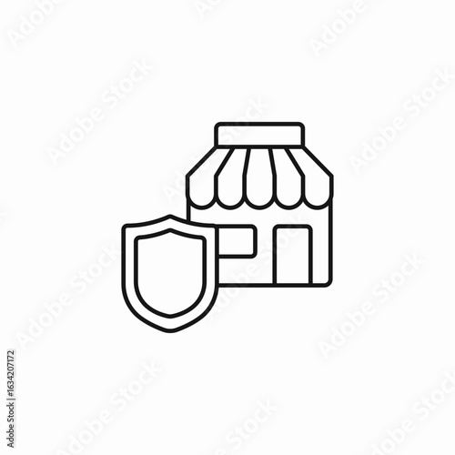 store front shield icon sign vector