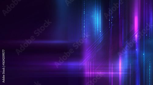Futuristic dark neon gradient background with glowing blue and purple light streaks in modern abstract design