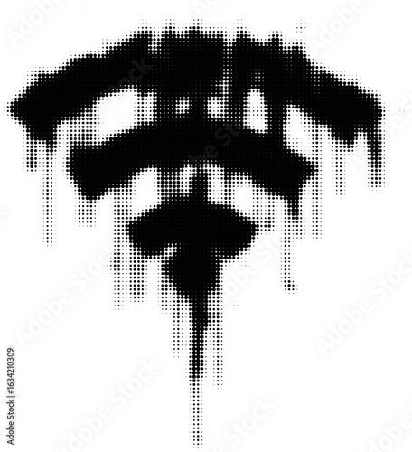 Dripping halftone design of black wi-fi symbol