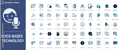 “Voice-Based Technology Icons – Minimal Black & White Vector Set for Voice UI, Speech Recognition & Smart Assistants”