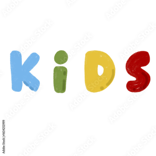 Colorful written kids letter in doodle crayon style. Doodle kids 
