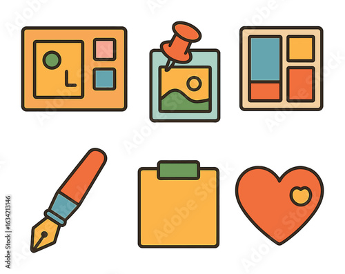 Creative Collaboration Boards. Flat vector mini-illustrations Creative collaboration boards in colors children