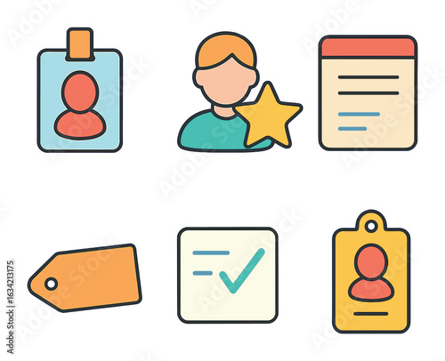 Team Role Icons. Flat vector mini-illustrations Team roles and responsibilities in colors children's
