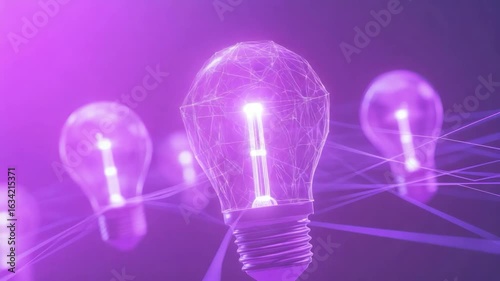 Abstract glowing purple light bulbs, interconnected