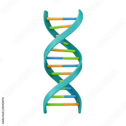 Stylized 3d dna double helix model isolated on transparent background