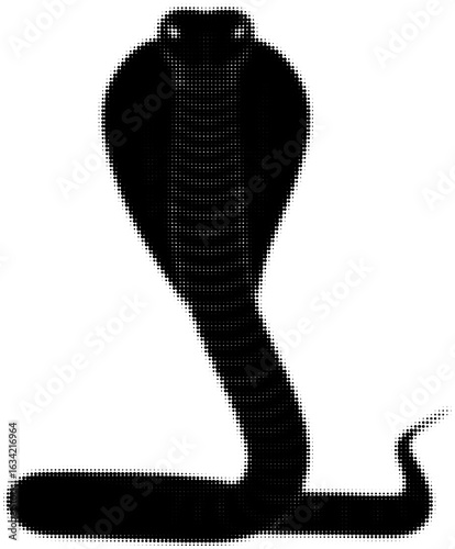 Black silhouette of a cobra with hood spread in defensive posture