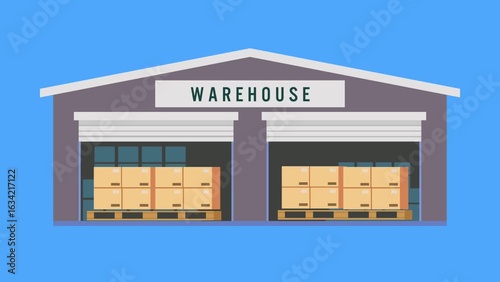 wooden pallet with a stack of cardboard in the storage warehouse.