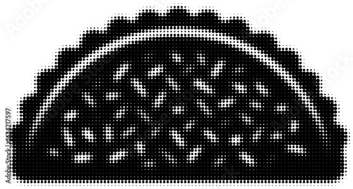 Black and white pop art style taco illustration with halftone texture